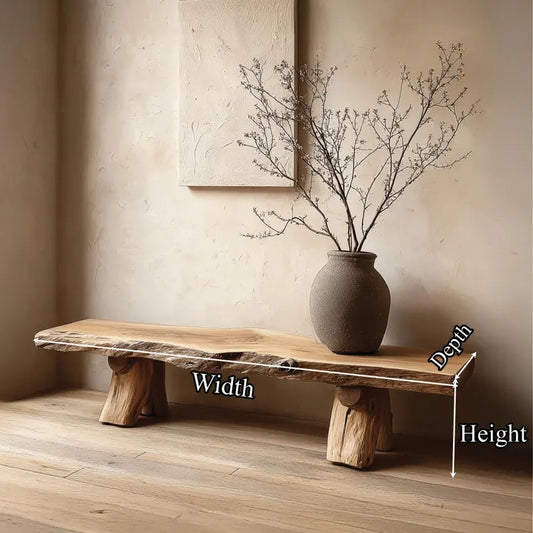 Handcrafted Live Edge Wooden Bench – Rustic Console Table & Sustainable Natural Wood Mudroom Furniture