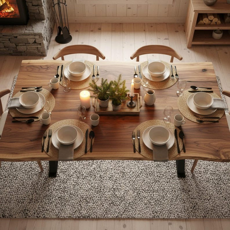 Sheesham Dining Table – Solid Wood Live Edge Kitchen & Dining Room Table | Handmade Natural Edge Wooden Table