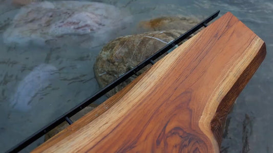 Live Edge Teak Floating Shelf – Rustic Modern Handmade Wood Wall Decor & Kitchen Shelves