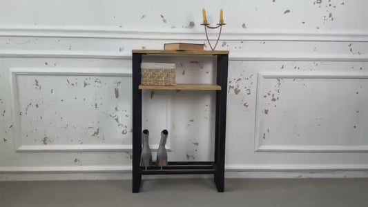 Metal console with shelf