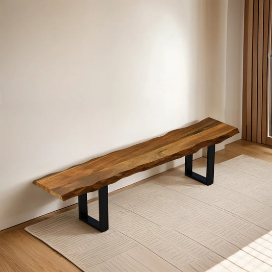 Live Edge Wooden Bench – Rustic Solid Wood Seating