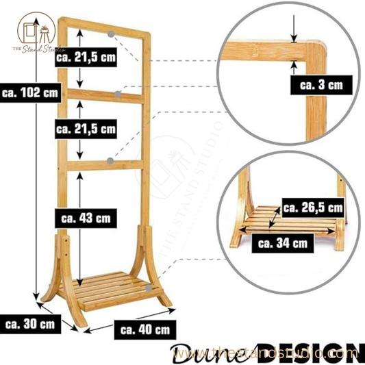 Sustainable Bamboo Towel Rack | Free Standing Wooden Clothes Rail & Towel Stand for Bathroom, Bedroom & Living Spaces