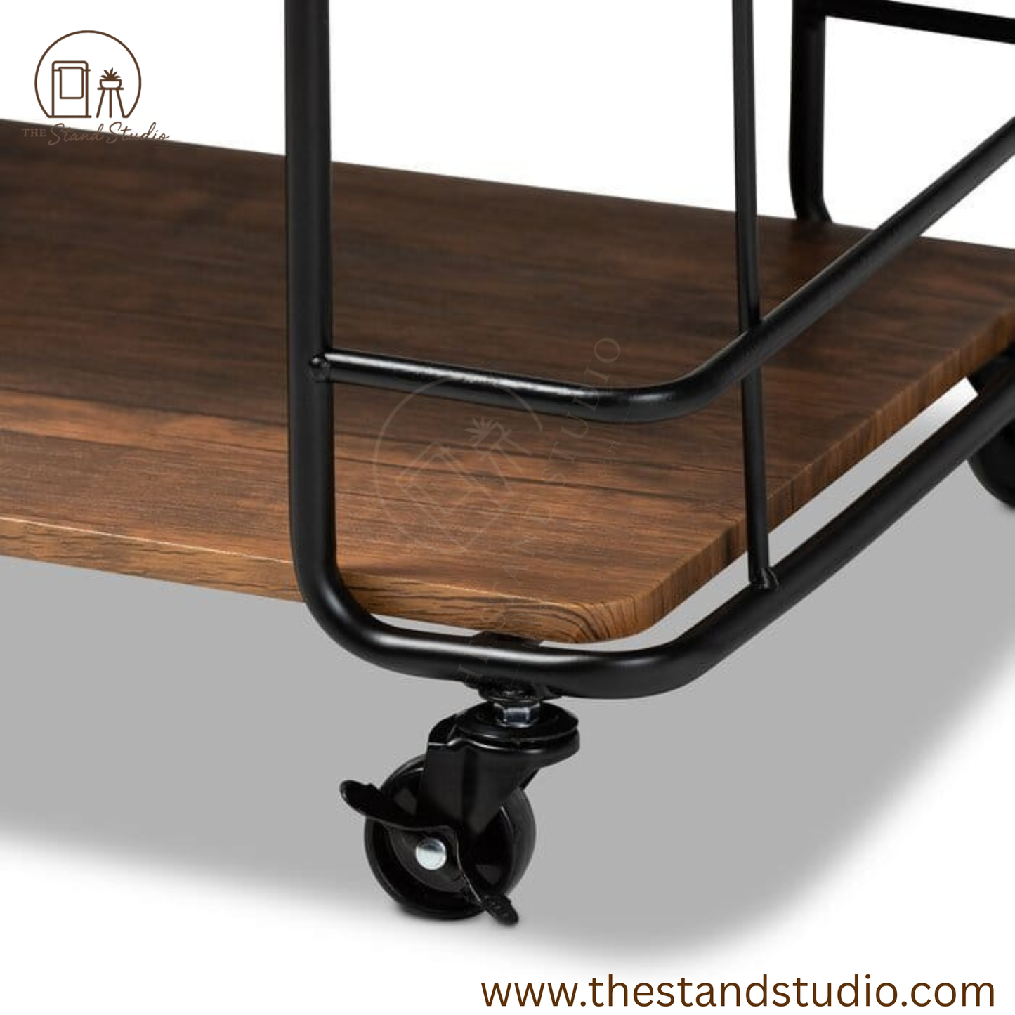 Modern Industrial Serving Cart with Wheels for Kitchen & Bar