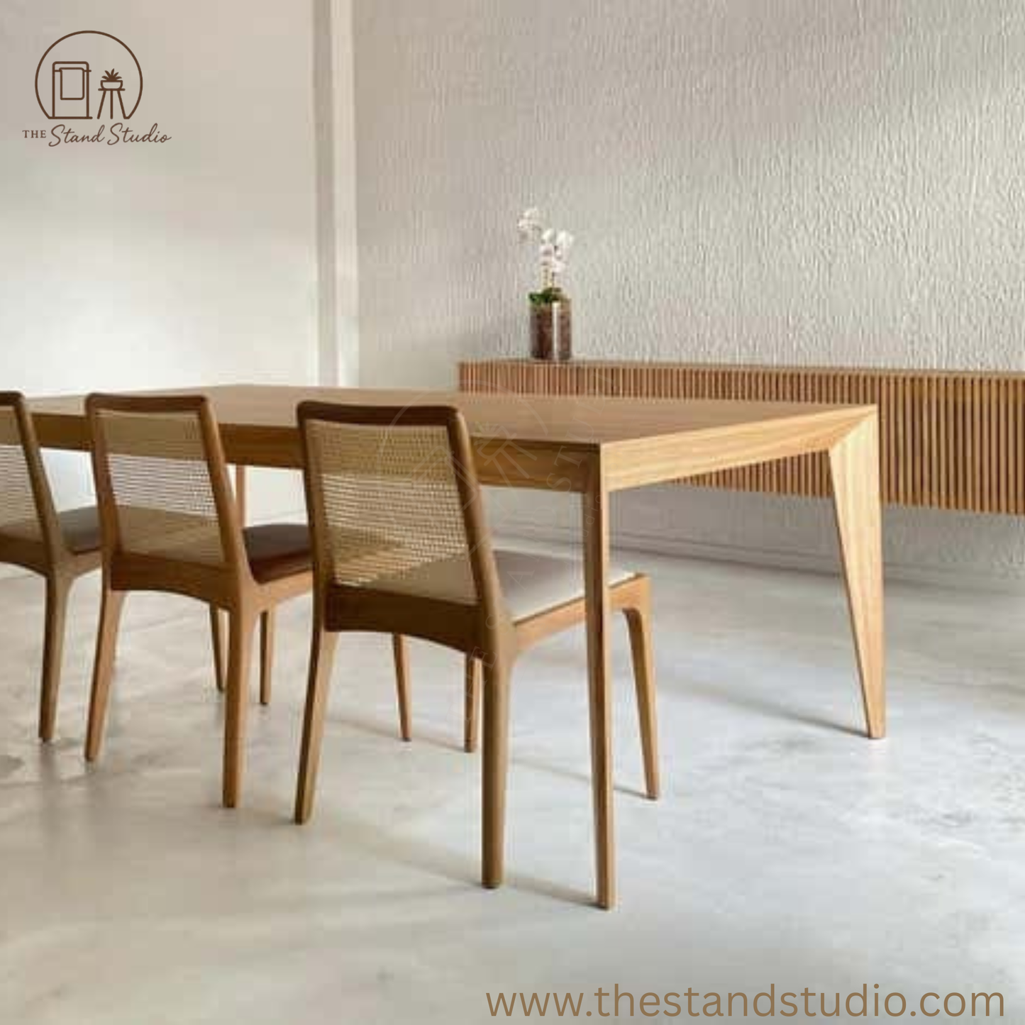 Julia” Minimalist Chair – Handcrafted Solid Wood Dining & Accent Chair – Modern Rattan Seating