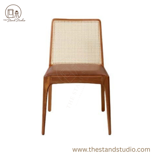 Julia” Minimalist Chair – Handcrafted Solid Wood Dining & Accent Chair – Modern Rattan Seating