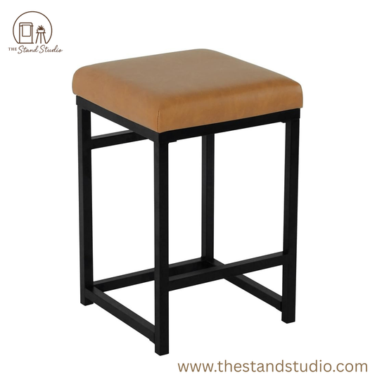 Modern 24-Inch Counter Stool | Backless Metal Frame Bar Stools Counter Height | Decorative Home Furniture, Carmel Faux Leather