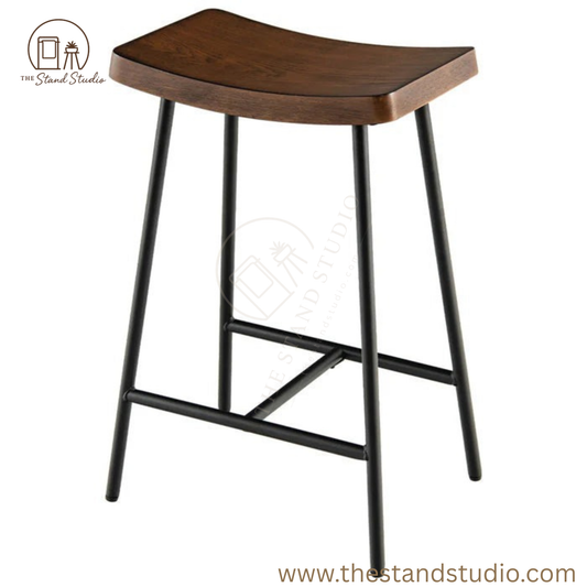 Curzy Wooden Bar Stool Chair, Rustic Bar Stools