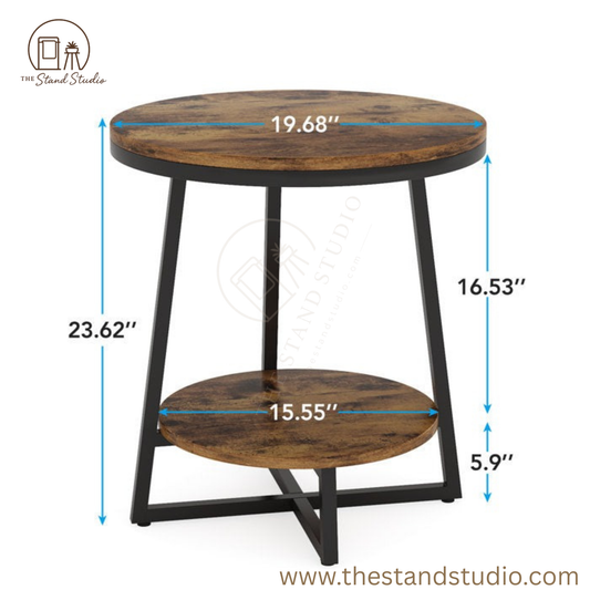 Industrial End Table, Solid Sheesham Wood Side Table, Minimalist Wooden Side Table