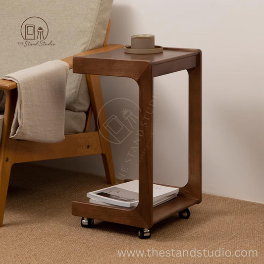 Wooden C-shape side Table for Sofa