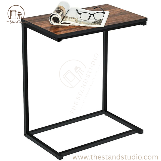 Industrial Styled C Shaped Side End Table
