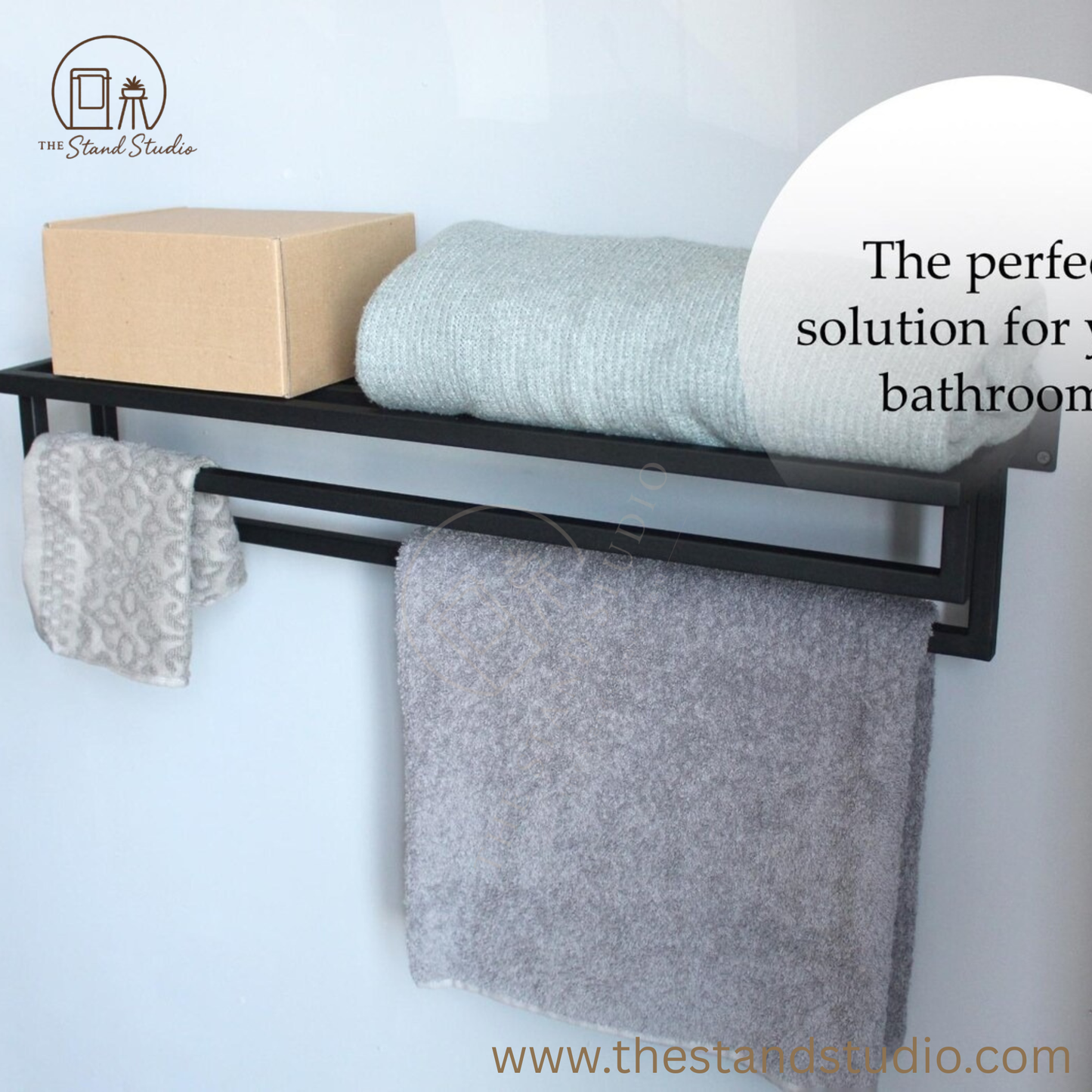 Bathroom Towel Rack, Towel Holder, Wall Mount Metal Towel Storage,