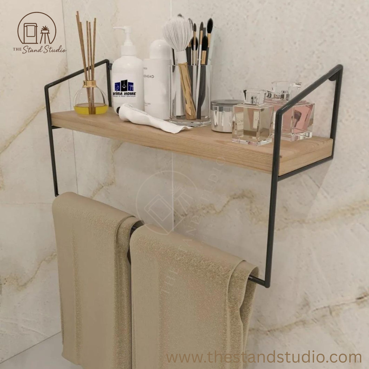 Bathroom Kitchen Towel Holder ,Towel Rack with Shelf