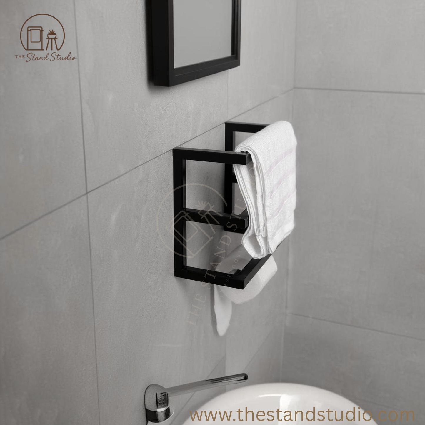Metal Bathroom Shelf, Toilet Paper Holder Wall Mount