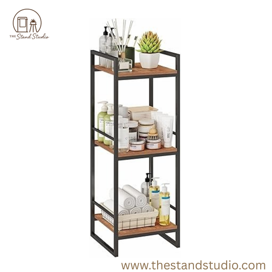 3 Tier Bathroom Shelving Unit, Narrow Open Floor Shelves