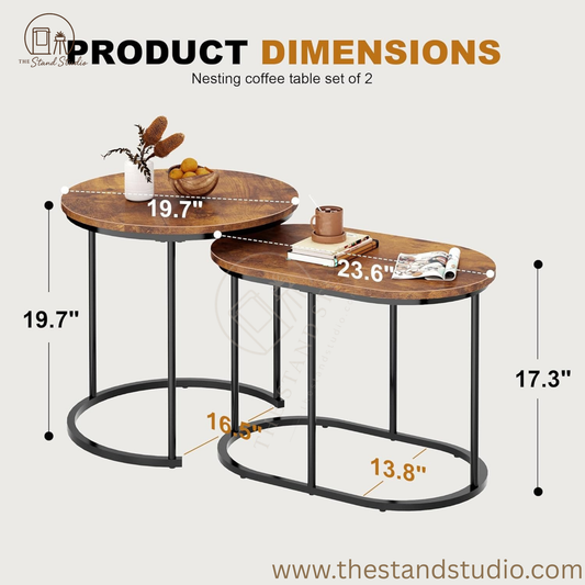 Nesting Tables - Set of 2 Stacking Side Tables for Living Room