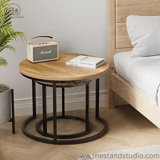 Set of 2 Coffee Table, Round Nesting Coffee Tables