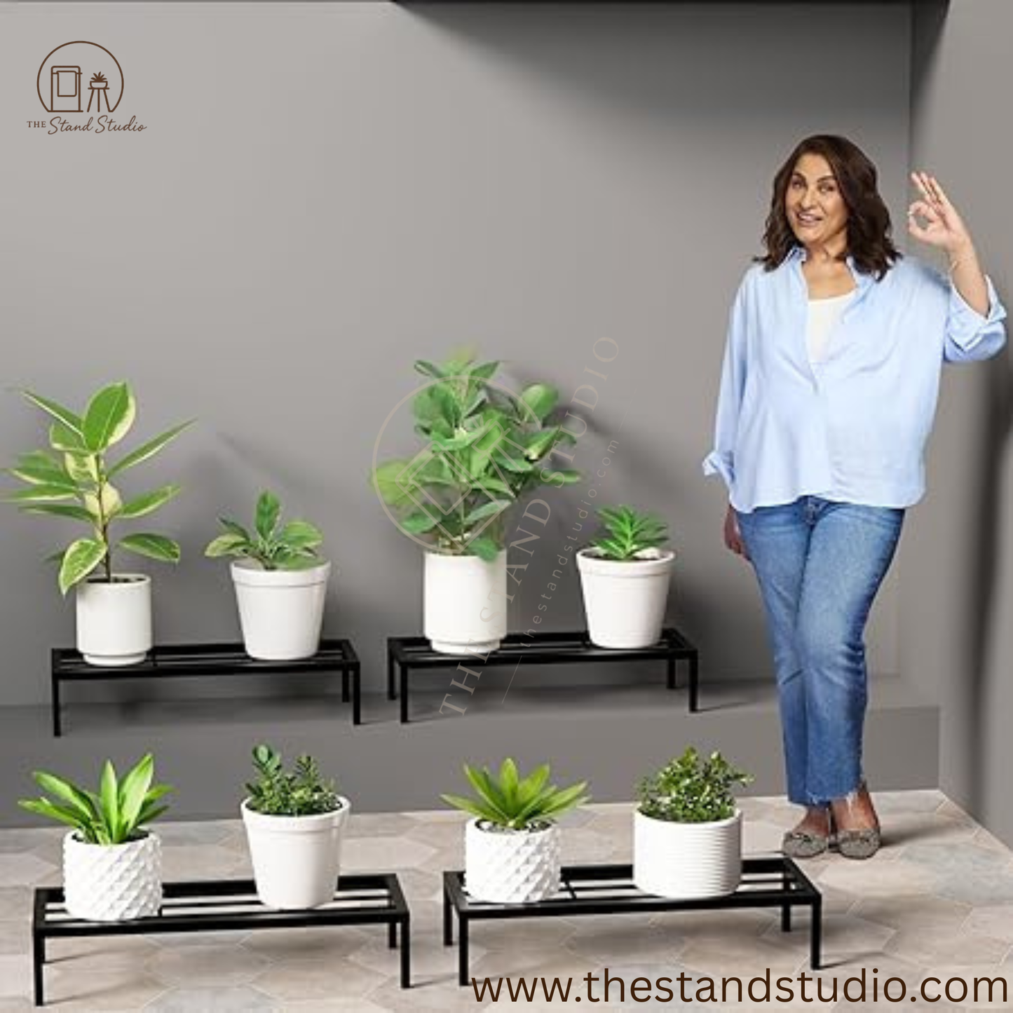 Plant Stand for Indoor & Outdoor - Metal Plant Stand for Balcony