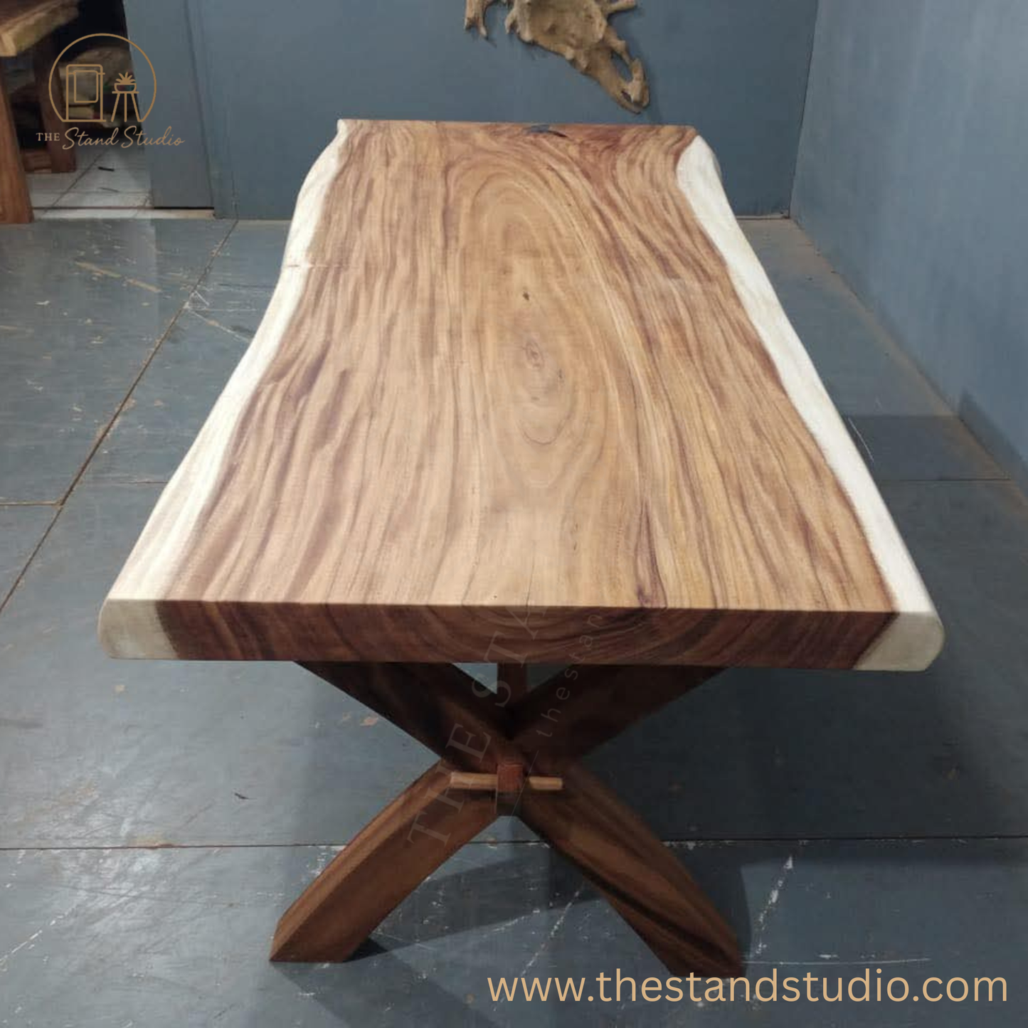 Handcrafted Live Edge Solid Wood Dining Table – Rustic Modern Design
