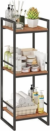 3 Tier Bathroom Shelving Unit, Narrow Open Floor Shelves
