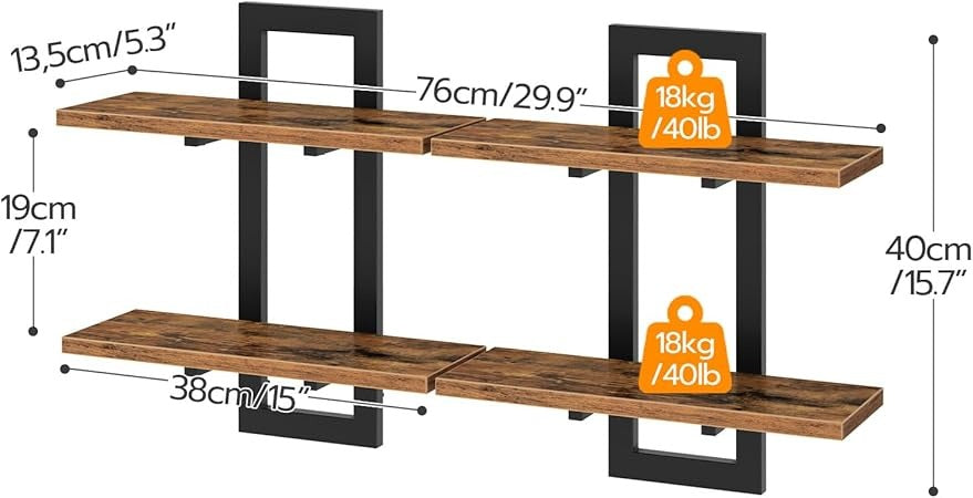Wall Mounted Storage Shelves 2-Tier