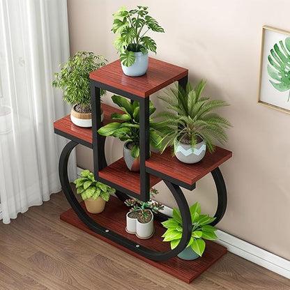 Heart Shape Solid Sheesham Wood Plant Stand | Indoor & Outdoor Multi-Tier Plant Shelf