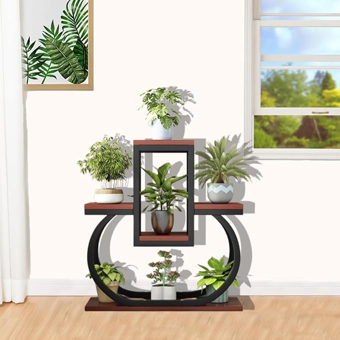Heart Shape Solid Sheesham Wood Plant Stand | Indoor & Outdoor Multi-Tier Plant Shelf