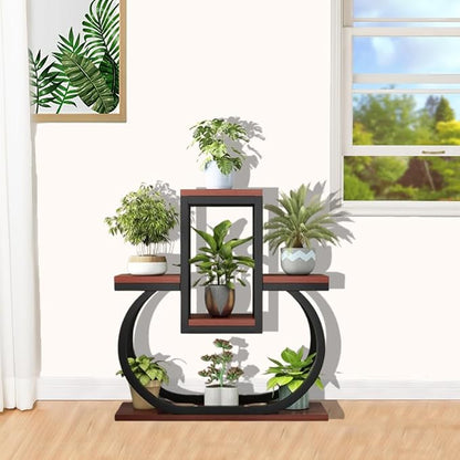 Heart Shape Solid Sheesham Wood Plant Stand | Indoor & Outdoor Multi-Tier Plant Shelf