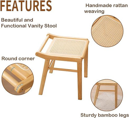 Square Rattan Makeup Stool