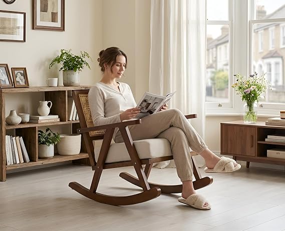 Luna Upholstered Rocking Chair | Premium Living Room Accent Chair