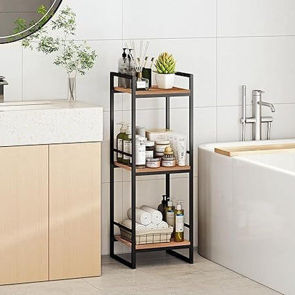 3 Tier Bathroom Shelving Unit, Narrow Open Floor Shelves
