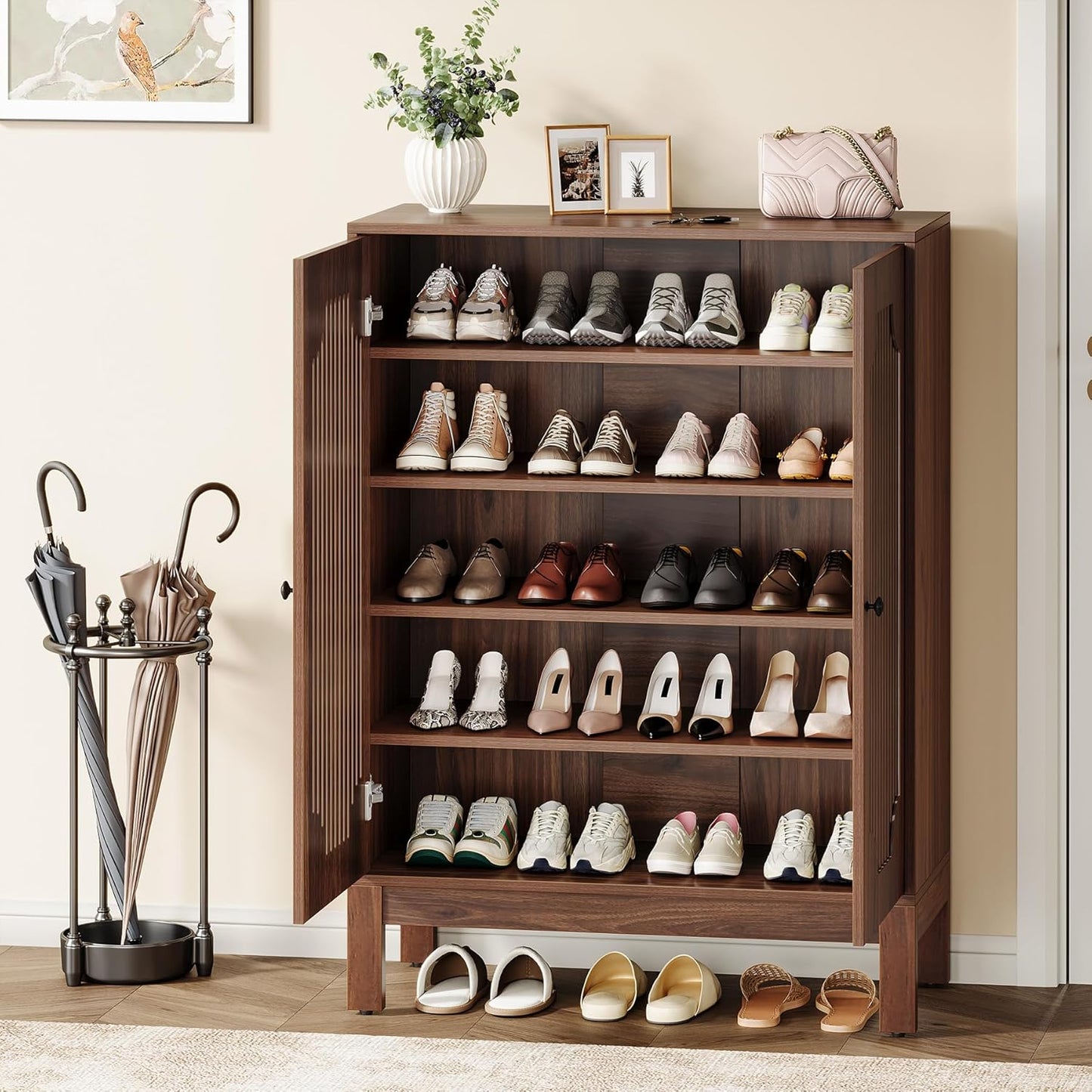 Tribesigns Shoe Cabinet with Doors, 6-Tier Shoe Rack Organizer