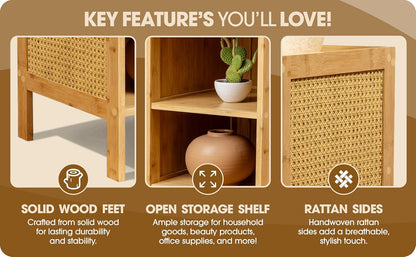 3 Tier Rattan Nightstand