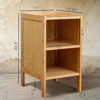 3 Tier Rattan Nightstand