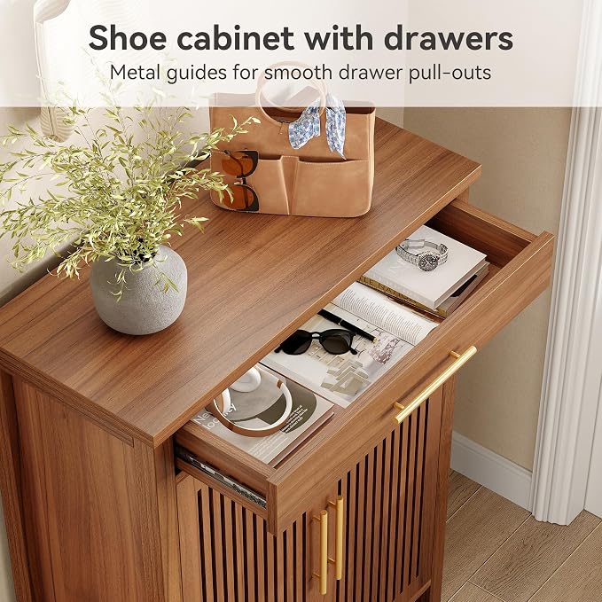 6-Tier Wooden Shoe Cabinet with Drawer,