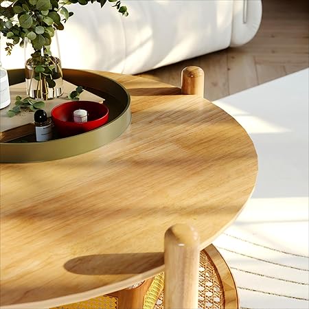 Rattan Round Coffee Table for Living Room