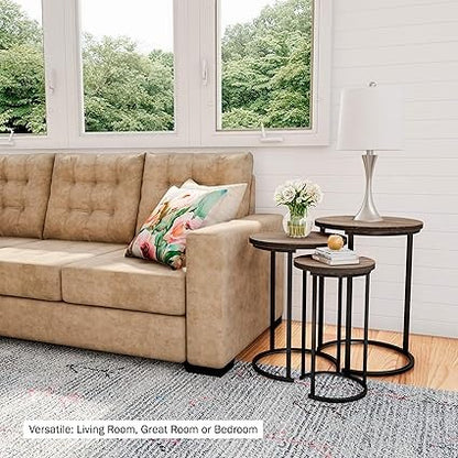 Set of 3 Round Nesting Side Tables for Living Room