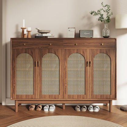 Freestanding Rattan Shoe Cabinet for Storage