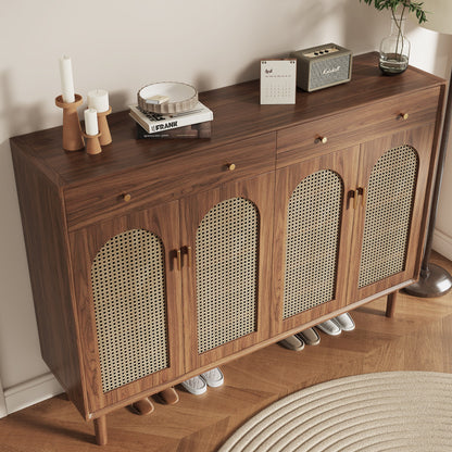 Freestanding Rattan Shoe Cabinet for Storage