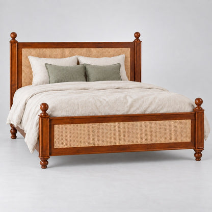 Handcrafted Rattan Bed | Solid Wood Cane Bed Frame