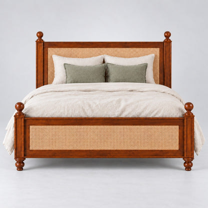 Handcrafted Rattan Bed | Solid Wood Cane Bed Frame