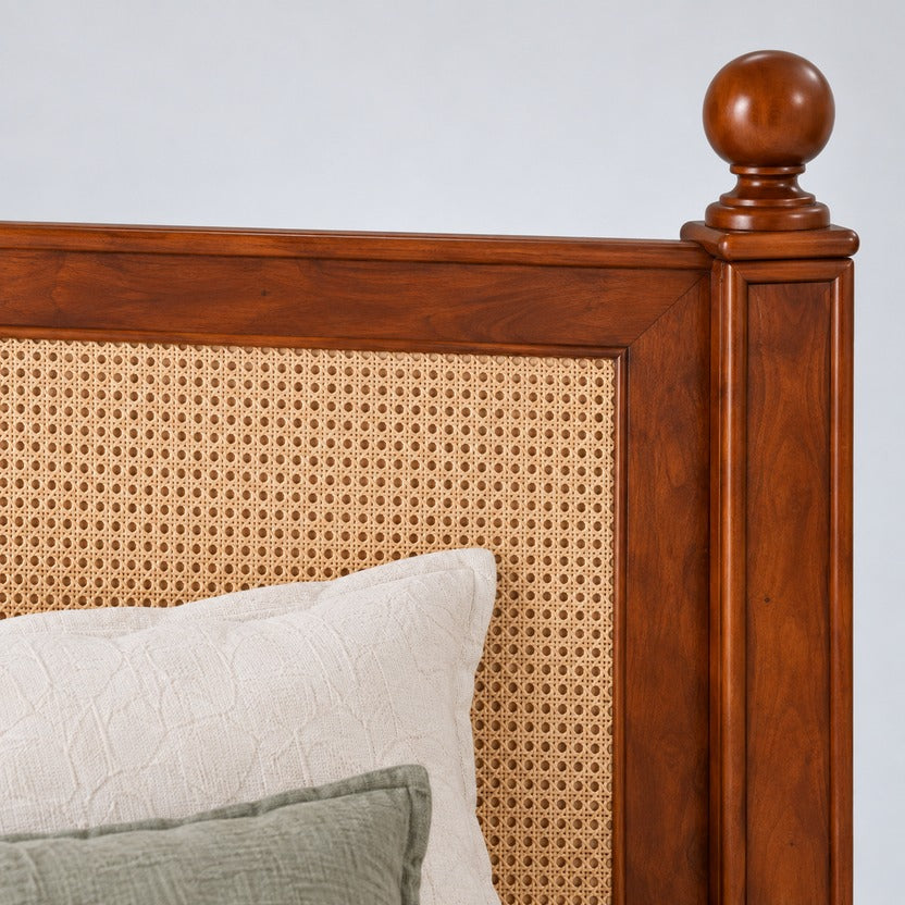 Handcrafted Rattan Bed | Solid Wood Cane Bed Frame