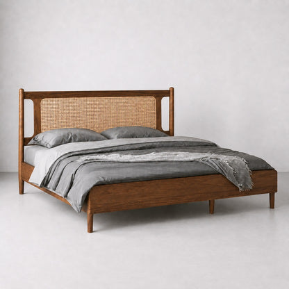 Handcrafted Rattan Bed | Solid Wood Cane Bed Frame