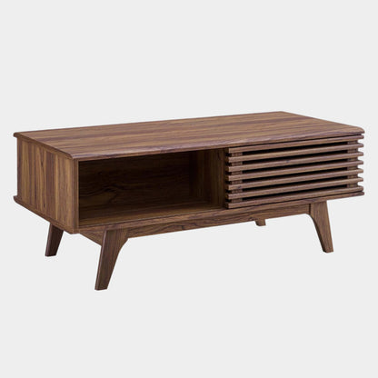 Render Solid Sheesham Wood Coffee Table | Modern Walnut Center Table for Living Room