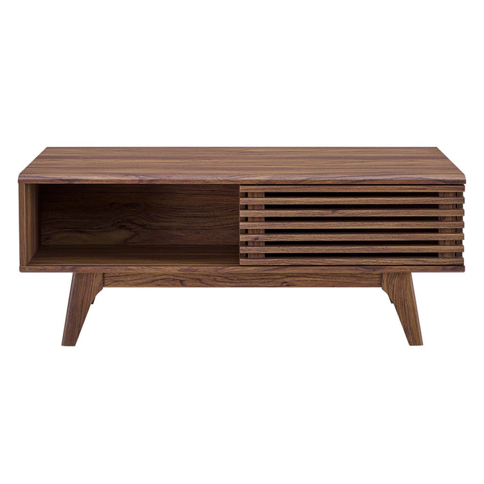 Render Solid Sheesham Wood Coffee Table | Modern Walnut Center Table for Living Room