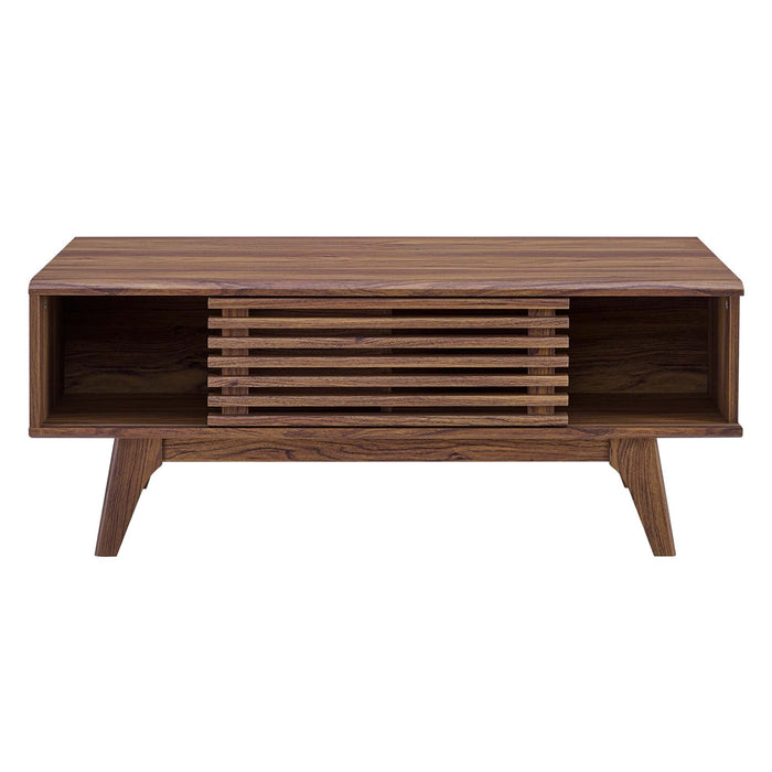 Render Solid Sheesham Wood Coffee Table | Modern Walnut Center Table for Living Room