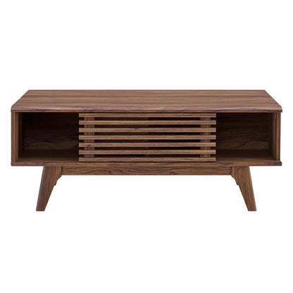 Render Solid Sheesham Wood Coffee Table | Modern Walnut Center Table for Living Room