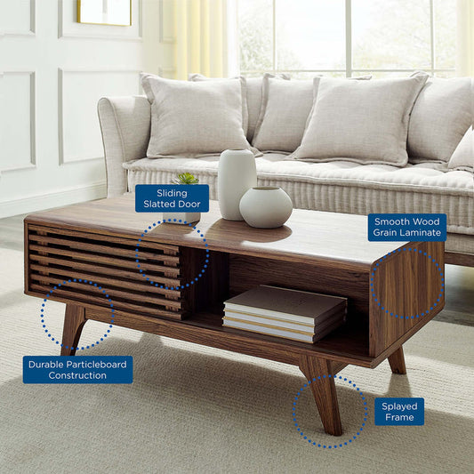 Render Solid Sheesham Wood Coffee Table | Modern Walnut Center Table for Living Room