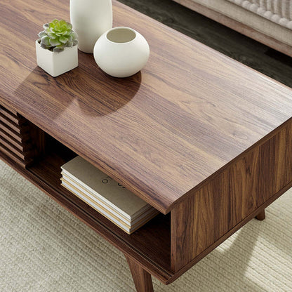 Render Solid Sheesham Wood Coffee Table | Modern Walnut Center Table for Living Room
