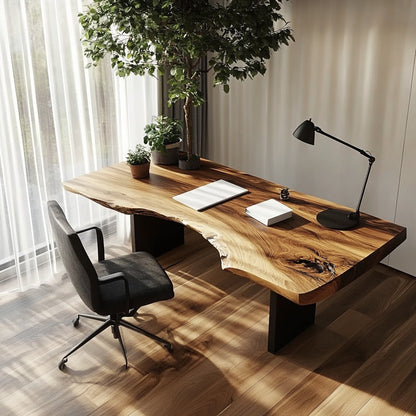 Live Edge Solid Wood Desk | Handcrafted Wooden Work Desk