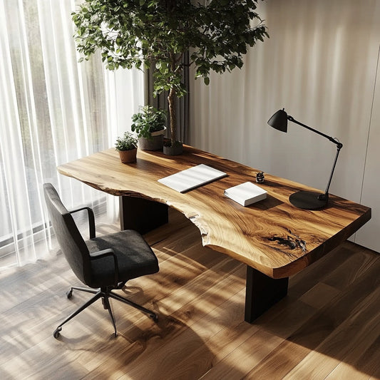 Live Edge Solid Wood Desk | Handcrafted Wooden Work Desk